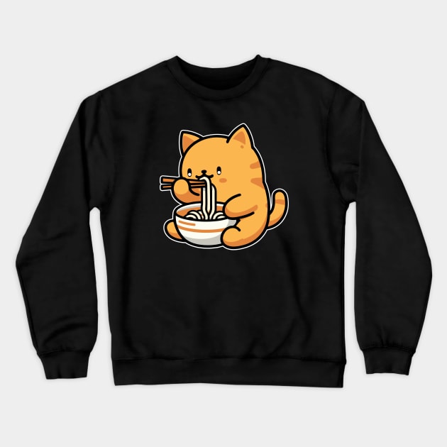 Cat eating Ramen Crewneck Sweatshirt by WAADESIGN